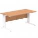 Impulse 1600 x 800mm Straight Office Desk Oak Top White Cable Managed Leg MI002725