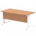 Impulse 1600 x 800mm Straight Office Desk Oak Top White Cable Managed Leg MI002725