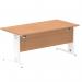 Impulse 1600 x 800mm Straight Office Desk Oak Top White Cable Managed Leg MI002725