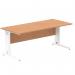 Impulse 1800 x 800mm Straight Office Desk Oak Top White Cable Managed Leg MI002726