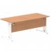 Impulse 1800 x 800mm Straight Office Desk Oak Top White Cable Managed Leg MI002726