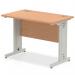 Impulse 1000 x 600mm Straight Office Desk Oak Top Silver Cable Managed Leg MI002727