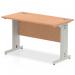 Impulse 1200 x 600mm Straight Office Desk Oak Top Silver Cable Managed Leg MI002728