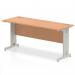 Impulse 1600 x 600mm Straight Office Desk Oak Top Silver Cable Managed Leg MI002730