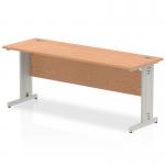 Impulse 1800 x 600mm Straight Office Desk Oak Top Silver Cable Managed Leg MI002731