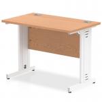 Impulse 1000 x 600mm Straight Office Desk Oak Top White Cable Managed Leg MI002732