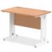 Impulse 1000 x 600mm Straight Office Desk Oak Top White Cable Managed Leg MI002732