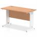 Impulse 1200 x 600mm Straight Office Desk Oak Top White Cable Managed Leg MI002733