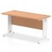 Impulse 1400 x 600mm Straight Office Desk Oak Top White Cable Managed Leg MI002734