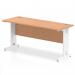 Impulse 1600 x 600mm Straight Office Desk Oak Top White Cable Managed Leg MI002735