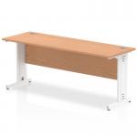 Impulse 1800 x 600mm Straight Office Desk Oak Top White Cable Managed Leg MI002736