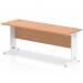 Impulse 1800 x 600mm Straight Office Desk Oak Top White Cable Managed Leg MI002736