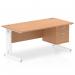 Impulse 1600 x 800mm Straight Office Desk Oak Top White Cable Managed Leg Workstation 1 x 2 Drawer Fixed Pedestal MI002743