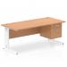 Impulse 1800 x 800mm Straight Office Desk Oak Top White Cable Managed Leg Workstation 1 x 2 Drawer Fixed Pedestal MI002744