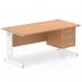 Impulse 1600 x 800mm Straight Office Desk Oak Top White Cable Managed Leg Workstation 1 x 3 Drawer Fixed Pedestal MI002751