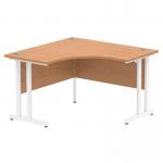 Impulse 1200mm Corner Office Desk Oak Top White Cantilever Leg MI002841