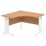 Impulse 1200mm Corner Office Desk Oak Top White Cable Managed Leg MI002843