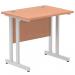 Impulse 800 x 600mm Straight Office Desk Beech Top Silver Cantilever Leg MI002884