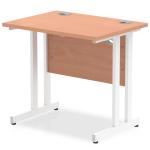 Impulse 800 x 600mm Straight Office Desk Beech Top White Cantilever Leg MI002885