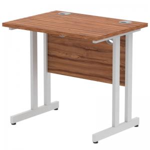 Impulse 800 x 600mm Straight Office Desk Walnut Top Silver Cantilever
