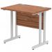 Impulse 800 x 600mm Straight Office Desk Walnut Top Silver Cantilever Leg MI002889