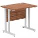 Impulse 800 x 600mm Straight Office Desk Walnut Top Silver Cantilever Leg MI002889