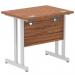 Impulse 800 x 600mm Straight Office Desk Walnut Top Silver Cantilever Leg MI002889