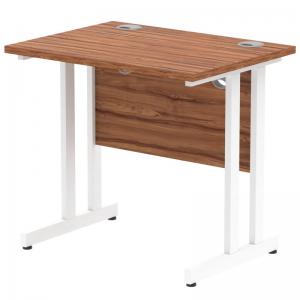 Impulse 800 x 600mm Straight Office Desk Walnut Top White Cantilever