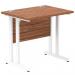 Impulse 800 x 600mm Straight Office Desk Walnut Top White Cantilever Leg MI002890