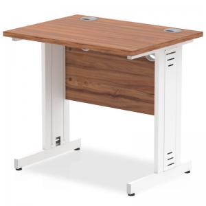 Impulse 800 x 600mm Straight Office Desk Walnut Top White Cable
