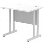 Impulse 800 x 600mm Straight Office Desk White Top Silver Cantilever Leg MI002894