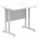 Impulse 800 x 600mm Straight Office Desk White Top Silver Cantilever Leg MI002894