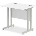 Impulse 800/600 Rectangle Silver Cantilever Leg Desk White MI002894