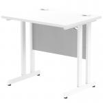 Impulse 800 x 600mm Straight Office Desk White Top White Cantilever Leg MI002895