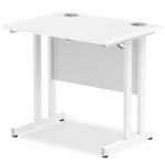 Impulse 800 x 600mm Straight Office Desk White Top White Cantilever Leg MI002895