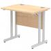 Impulse 800 x 600mm Straight Office Desk Maple Top Silver Cantilever Leg MI002899