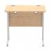 Impulse 800 x 600mm Straight Office Desk Maple Top Silver Cantilever Leg MI002899