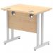 Impulse 800 x 600mm Straight Office Desk Maple Top Silver Cantilever Leg MI002899