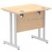 Impulse 800 x 600mm Straight Office Desk Maple Top Silver Cantilever Leg MI002899