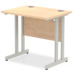 Impulse 800 x 600mm Straight Office Desk Maple Top Silver Cantilever Leg MI002899