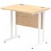 Impulse 800 x 600mm Straight Office Desk Maple Top White Cantilever Leg MI002900