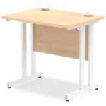 Impulse 800 x 600mm Straight Office Desk Maple Top White Cantilever Leg MI002900