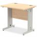 Impulse 800 x 600mm Straight Office Desk Maple Top Silver Cable Managed Leg MI002902