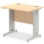 Impulse 800 x 600mm Straight Office Desk Maple Top Silver Cable Managed Leg MI002902