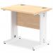 Impulse 800 x 600mm Straight Office Desk Maple Top White Cable Managed Leg MI002903