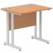 Impulse 800 x 600mm Straight Office Desk Oak Top Silver Cantilever Leg MI002904