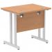 Impulse 800 x 600mm Straight Office Desk Oak Top Silver Cantilever Leg MI002904