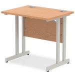 Impulse 800 x 600mm Straight Office Desk Oak Top Silver Cantilever Leg MI002904