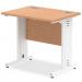 Impulse 800 x 600mm Straight Office Desk Oak Top White Cable Managed Leg MI002908