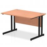 Impulse 1200 x 800mm Straight Office Desk Beech Top Black Cantilever Leg MI003193